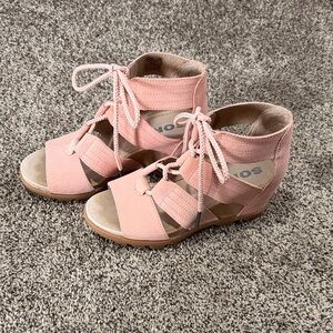 Sorel Pink Wedge Sandals
